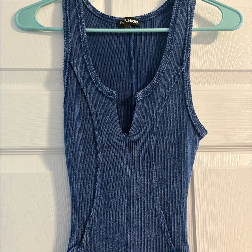 Fashion Nova Denim Blue Knit Tank
